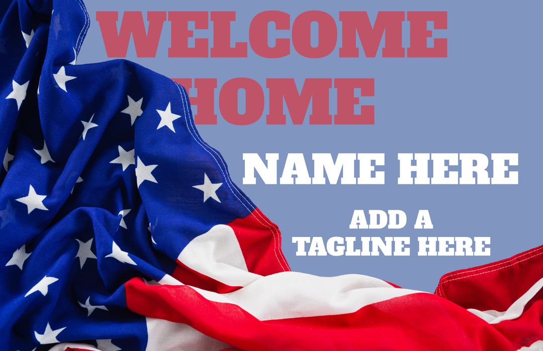 USA Flag with Welcome Home Message Celebrating Return