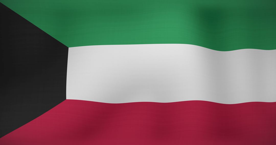 Waving Flag of Kuwait with Vibrant Colors