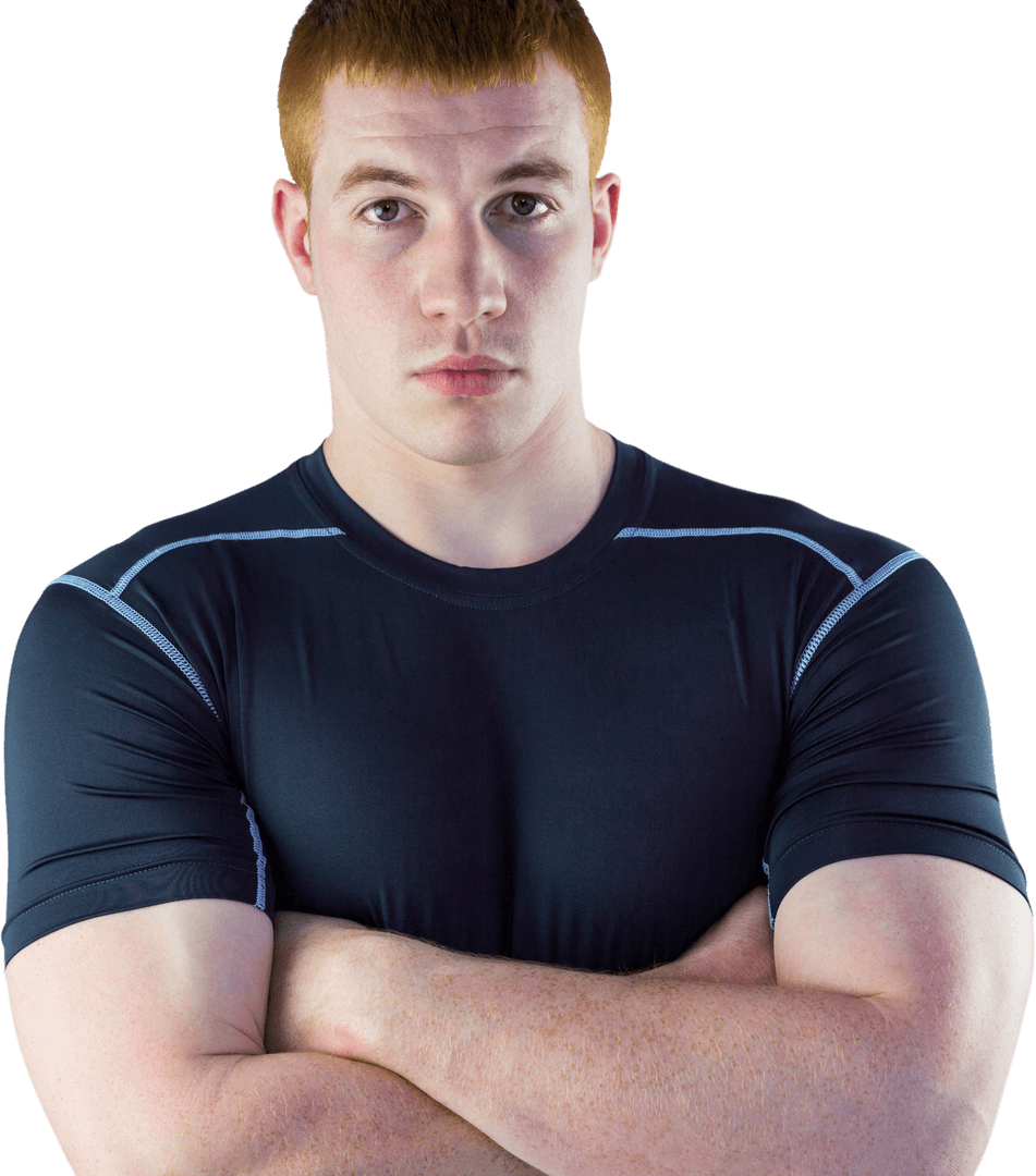Muscular Athlete with Crossed Arms Transparent Portrait