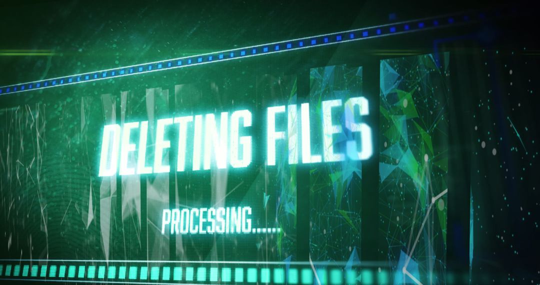 Futuristic Digital File Processing Graphic with Green Highlights