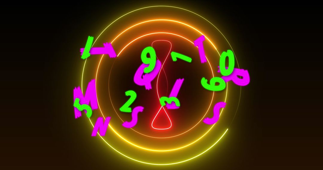 Vibrant Numbers and Letters with Neon Circular Design