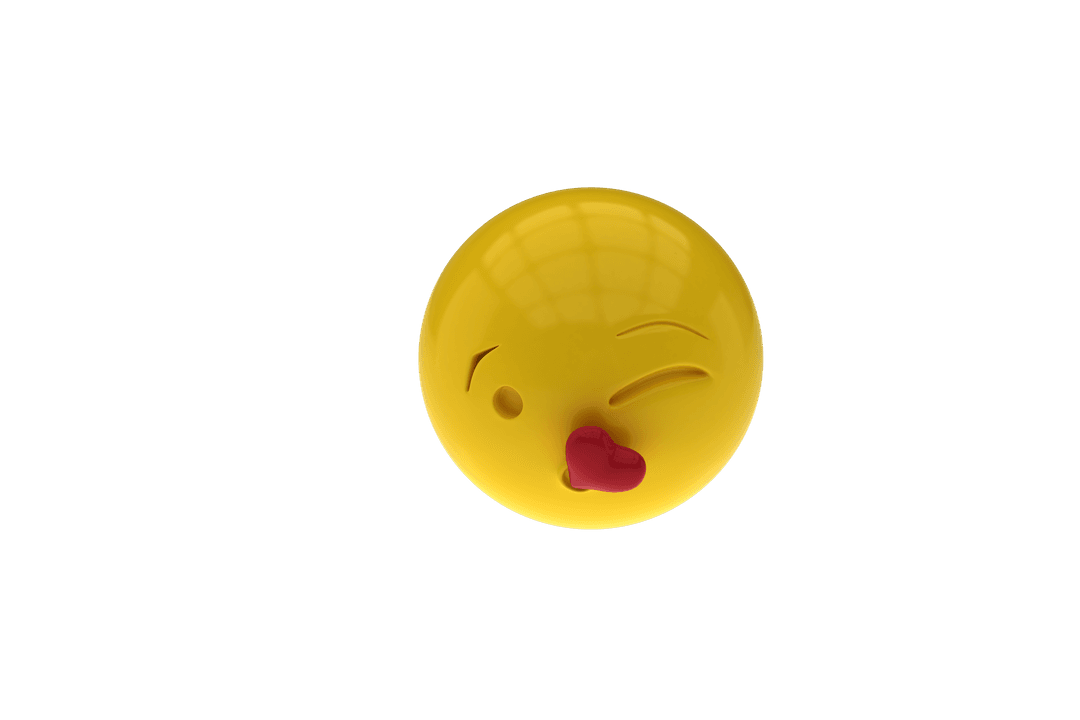 3D Kissing Emoji with Heart on Transparent Background
