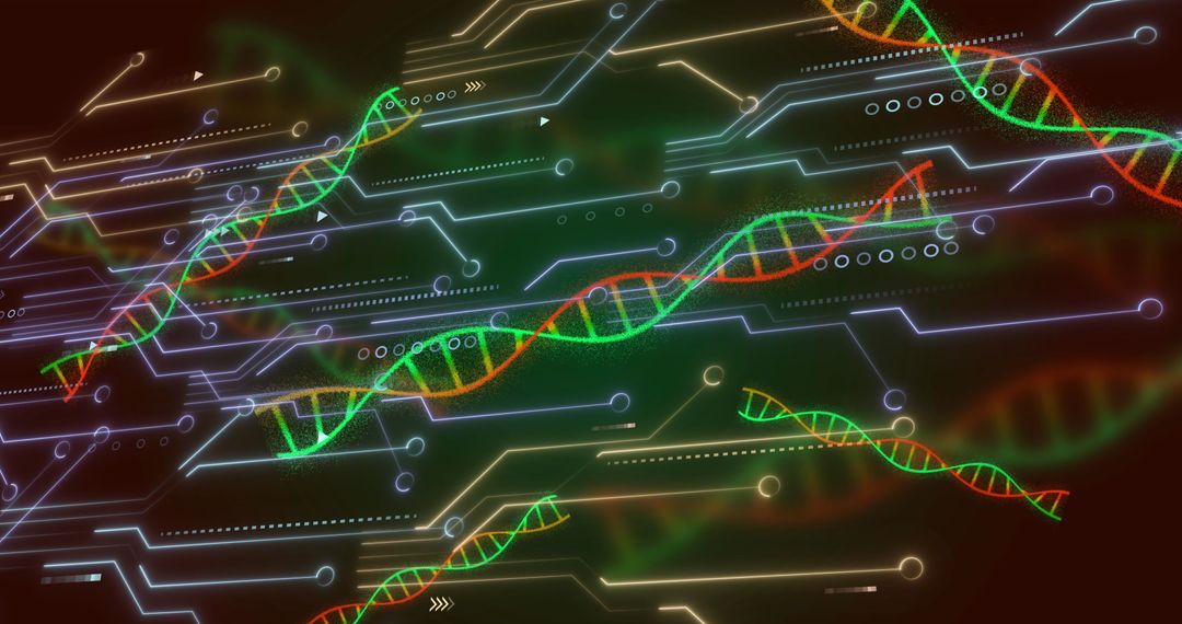 DNA Strand On Digital Background Illustrating Data Processing
