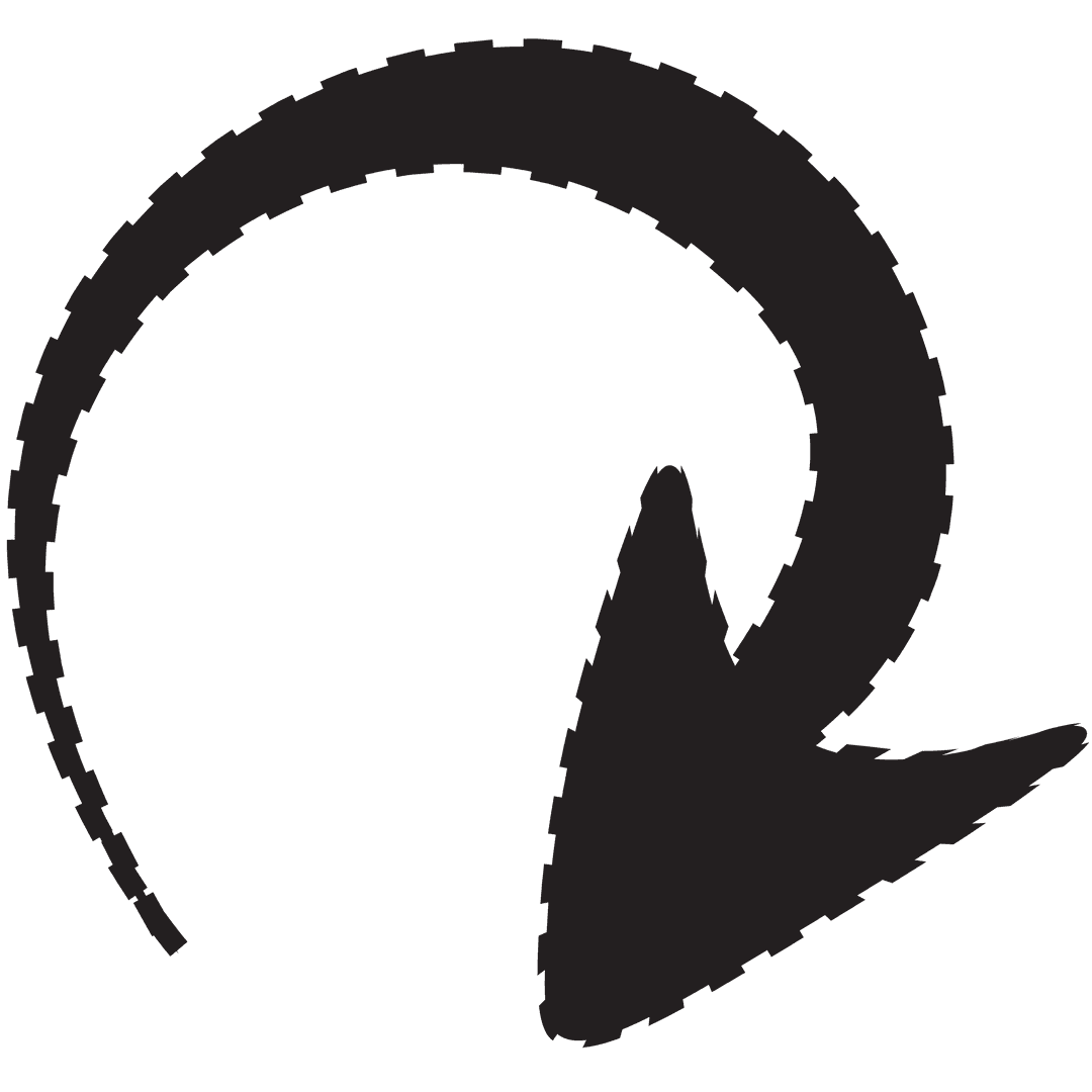 Black Curved Arrow on Transparent Background Indicating Direction