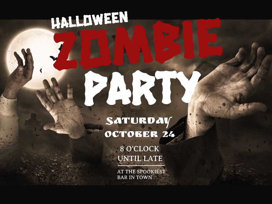 Eerie Halloween Zombie Party Announcement Flyer