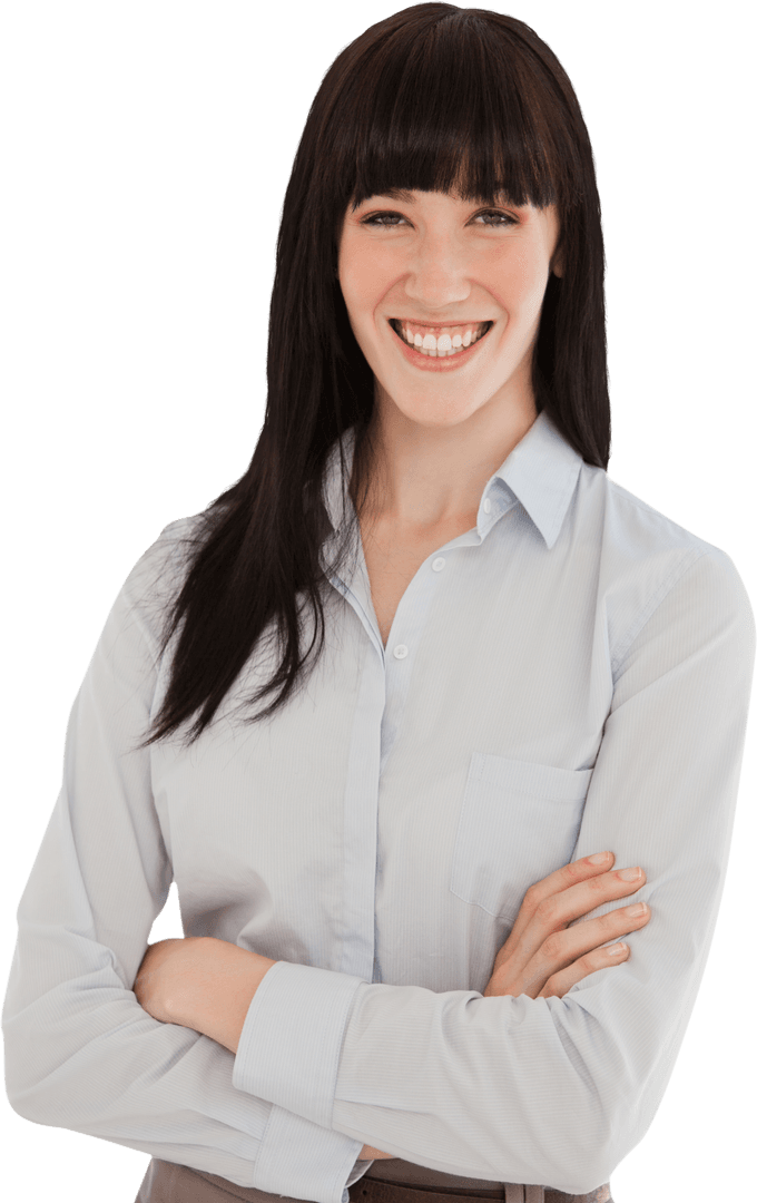 Confident Professional Woman Smiling with Arms Crossed on Transparent Background