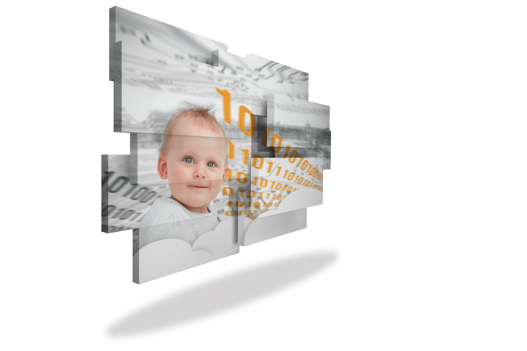 Genius Baby on Digital Transparent Abstract Projection