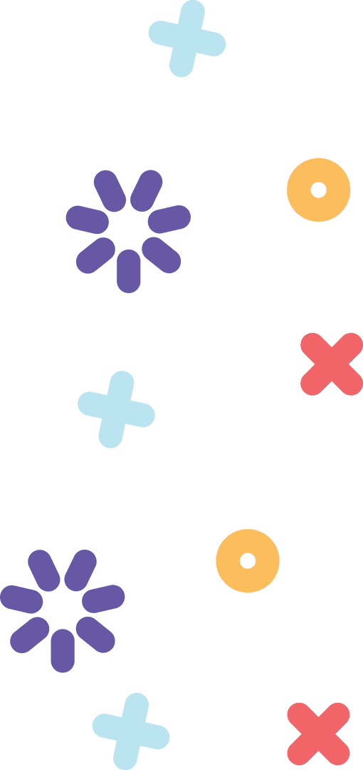Transparent Abstract Shapes Pattern with Flowers and Circles