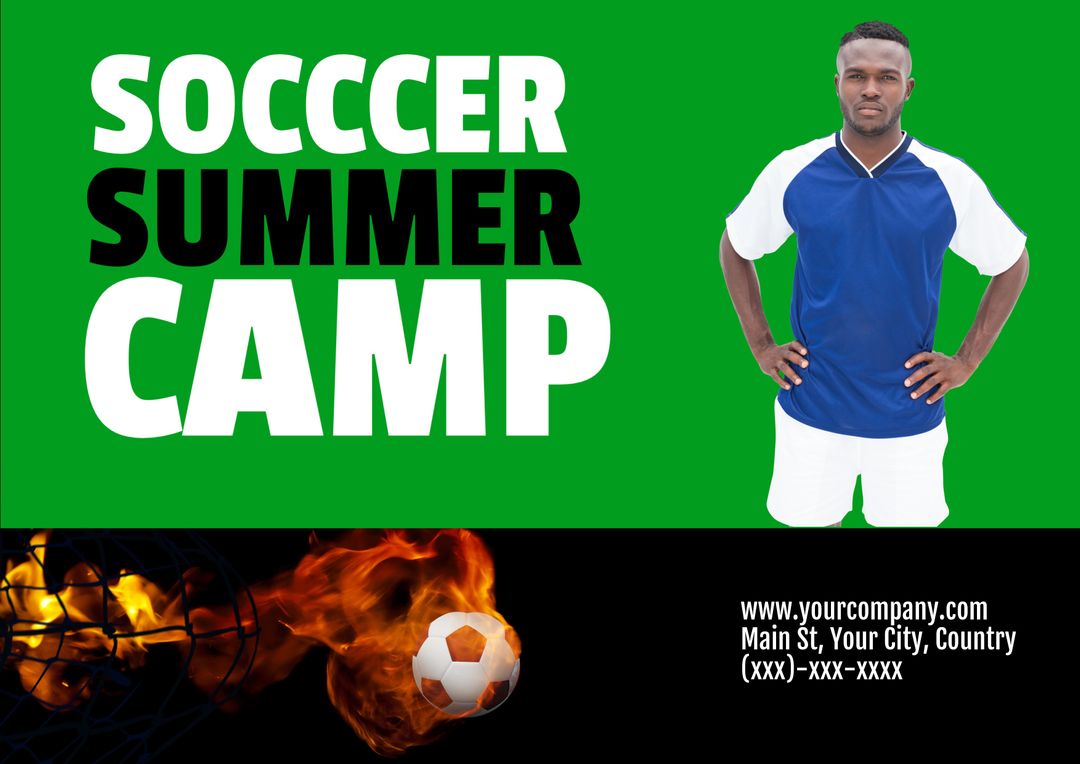 Soccer Summer Camp Advertisement Featuring Coach Promoting Teamwork - Download Free Stock Templates Pikwizard.com