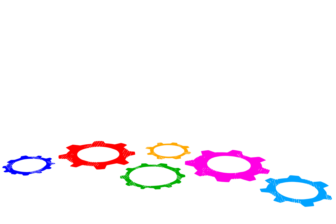 Transparent background with colorful cogs illustrating productivity