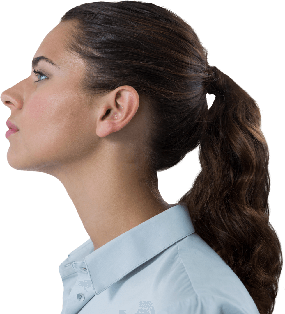 Thoughtful Female Executive Transparent Profile Side View