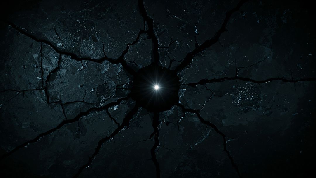 Bright Light Emanating from Cracked Floor in Dark Room