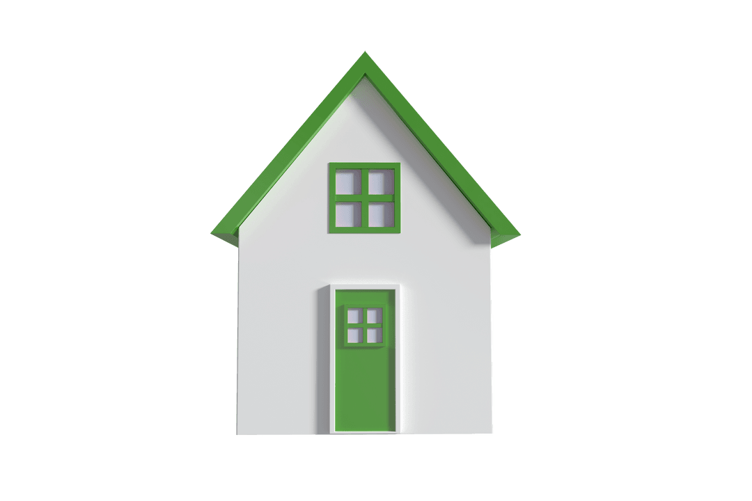 Green and White House Illustration on Transparent Background