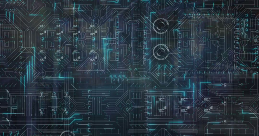 Futuristic Circuit Board Over Digital Network Interface