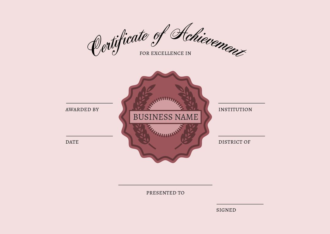 Classic Seal Certificate Template for Awards and Events with Pink Background - Download Free Stock Templates Pikwizard.com