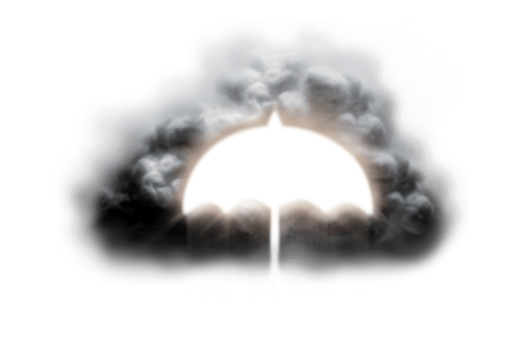 Dark Cloud with Umbrella Symbol on Transparent Background