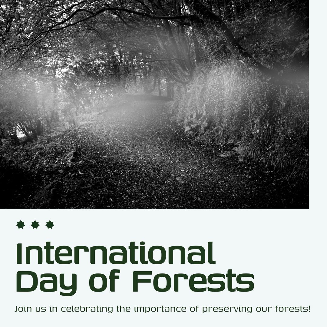 International Day of Forests  Poster with Forest Path and Inspirational Text - Download Free Stock Templates Pikwizard.com