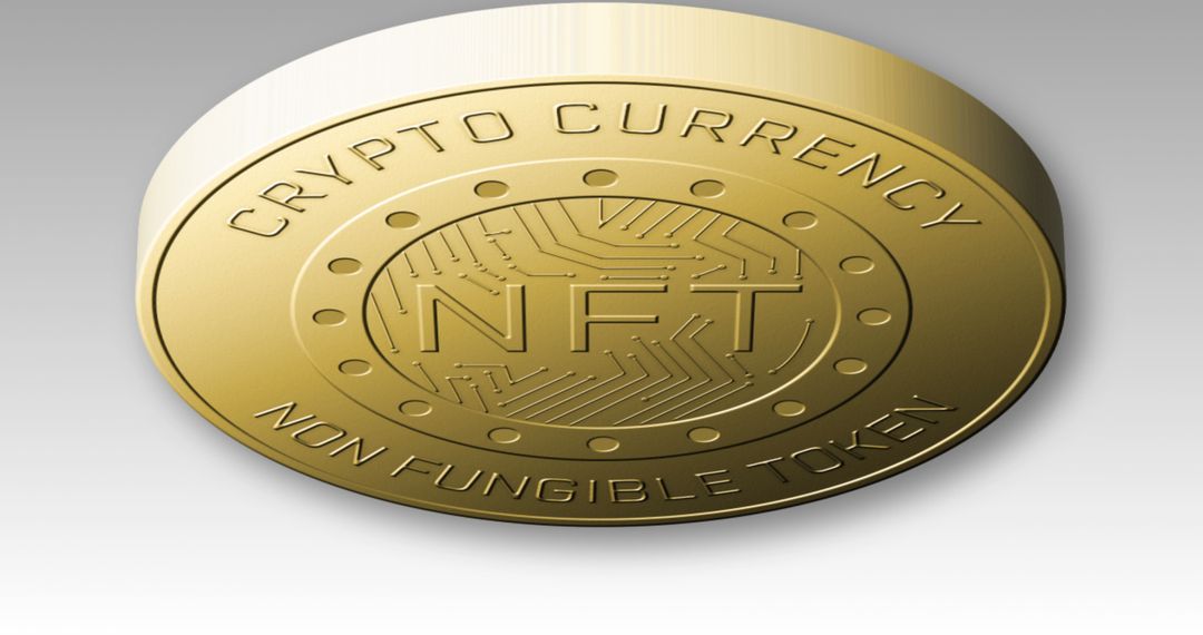 Golden NFT Coin Representing Digital Currency