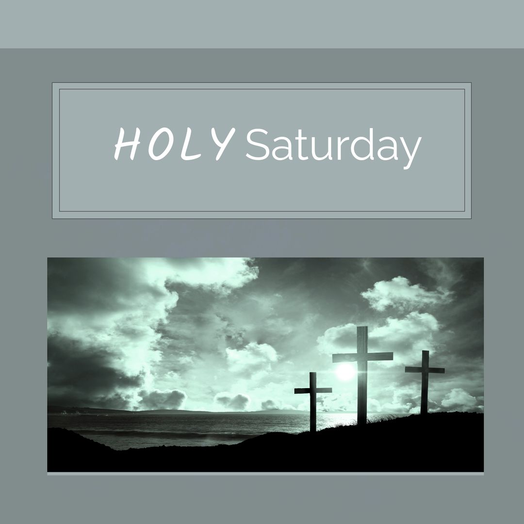 Holy Saturday Silhouette Crosses at Sunset on Cloudy Beach - Download Free Stock Templates Pikwizard.com