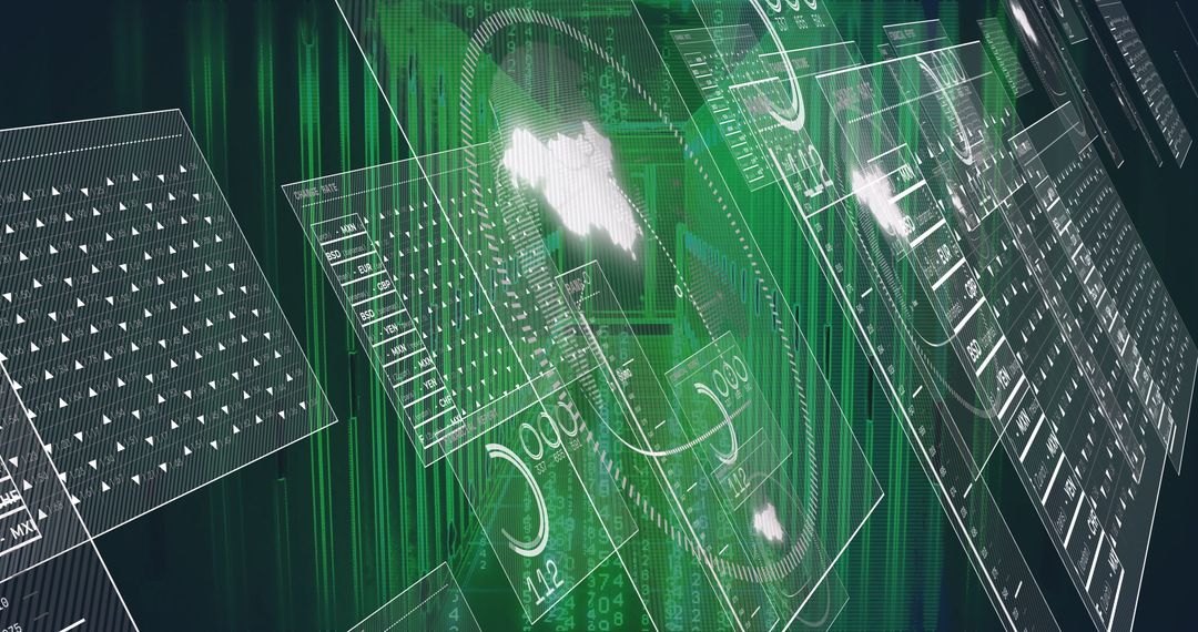 Futuristic Digital Interfaces with Floating Data Dashboards