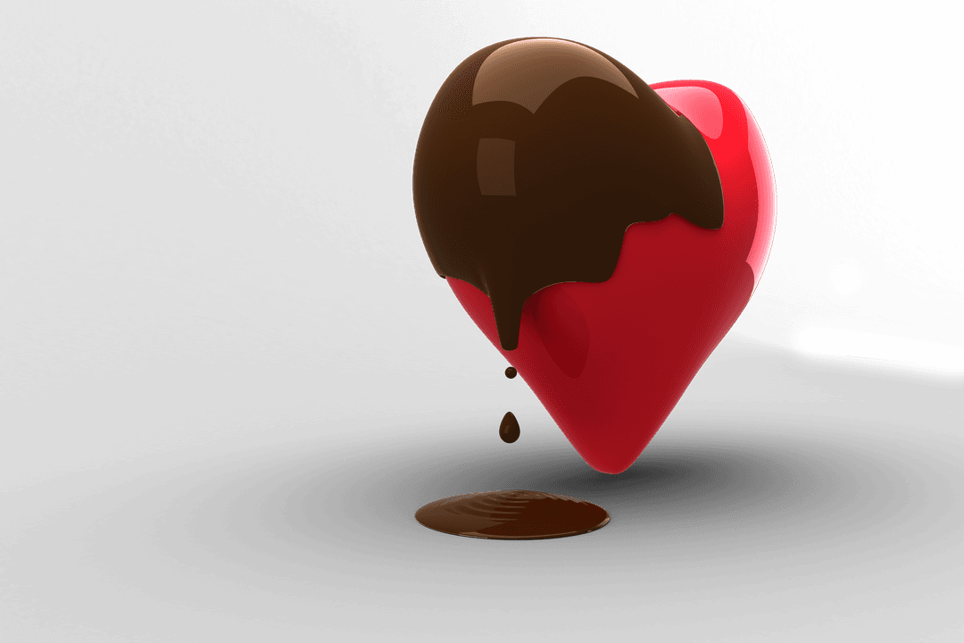 Transparent Heart with Chocolate Dripping Melts Sweetly