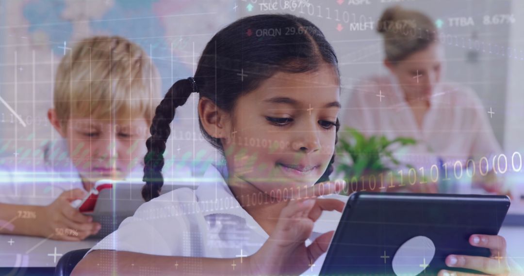 Digital Education: Students Using Tablets in Modern Classroom