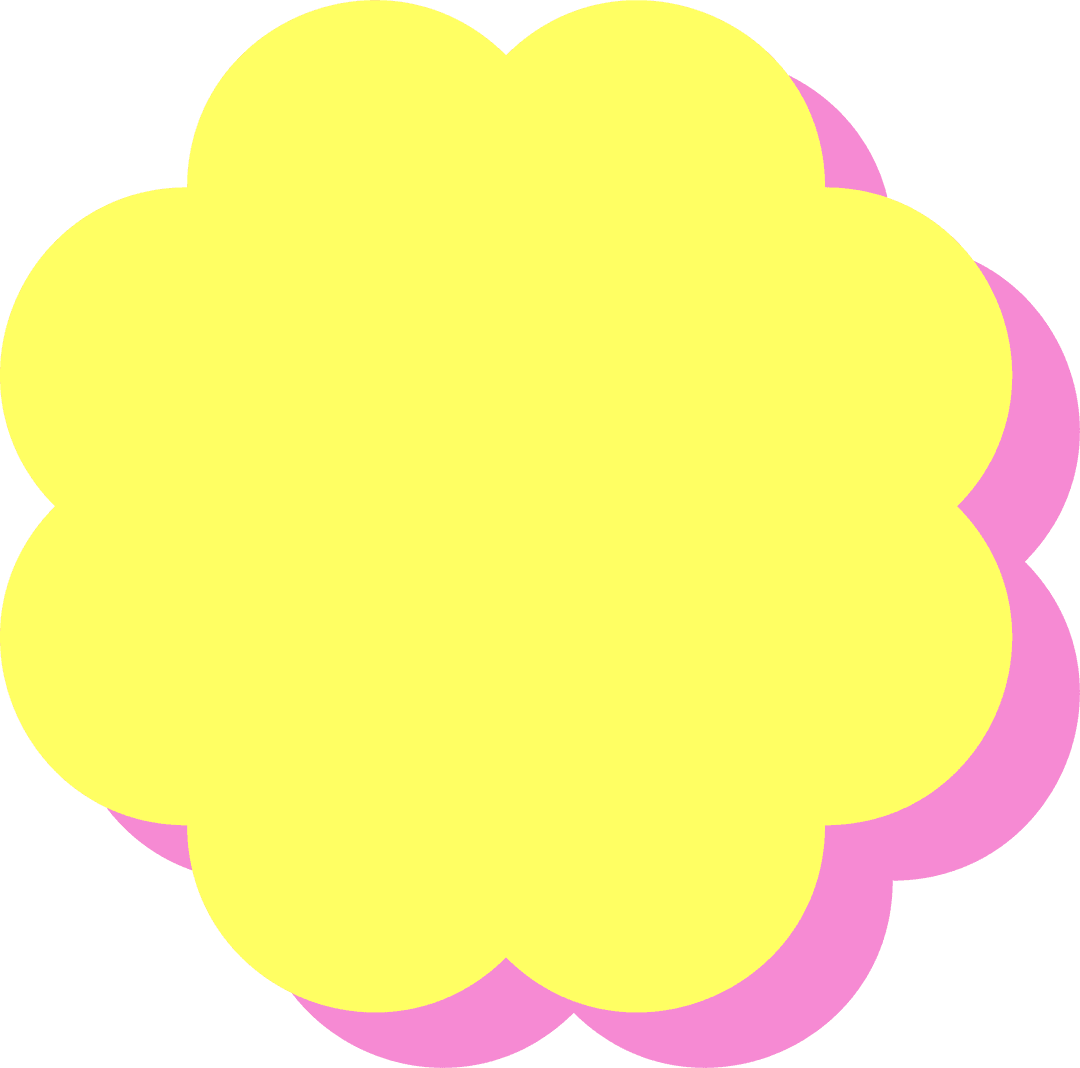 Yellow Ten-Petaled Bloom with Pink Shadow on Transparent Background