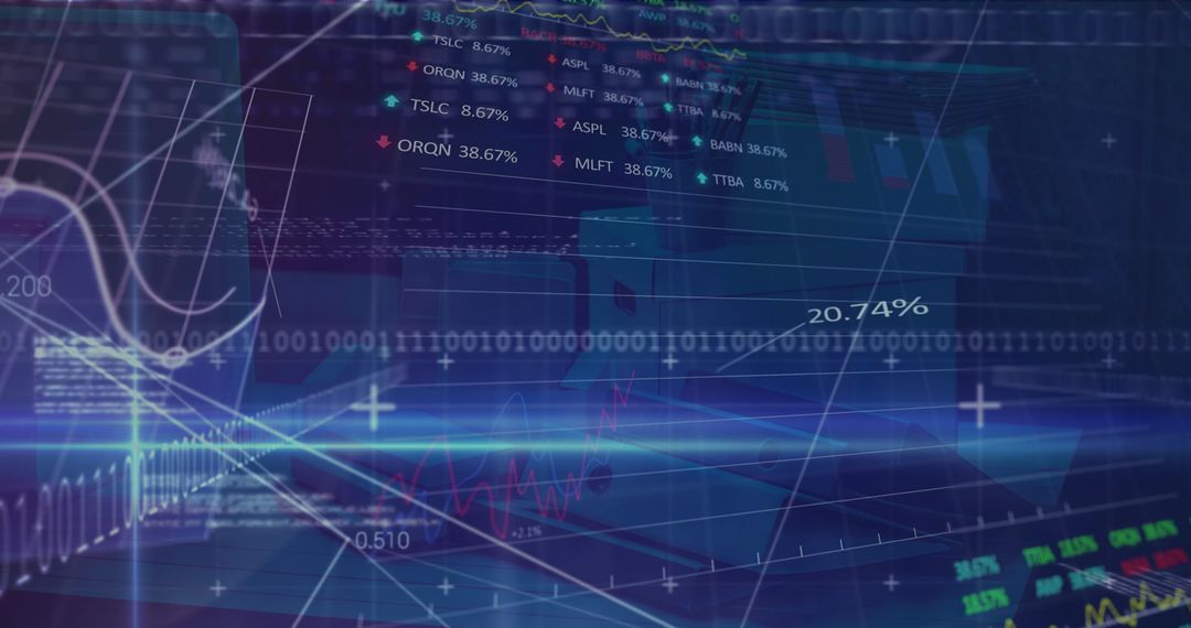 Abstract Digital Financial Data with Graphs and Charts
