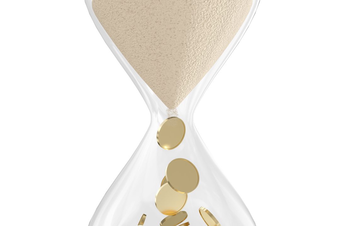 Transparent Hourglass with Sand and Gold Coins Falling - Download Free Stock Images Pikwizard.com