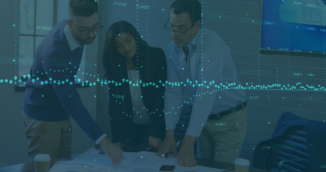 Team Analyzing Business Analytics Data in Modern Office