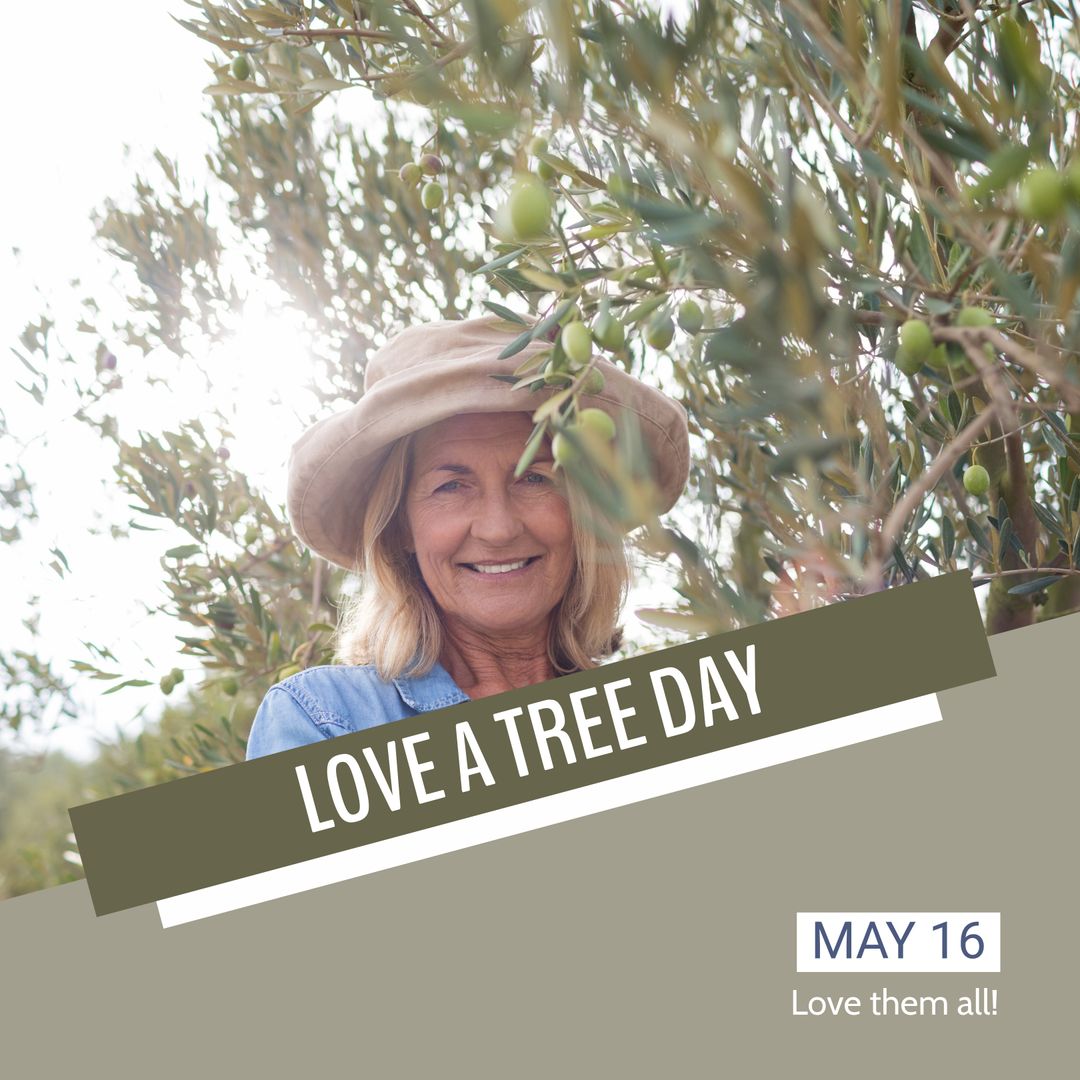 Smiling Senior Woman Celebrating Love a Tree Day Outdoors