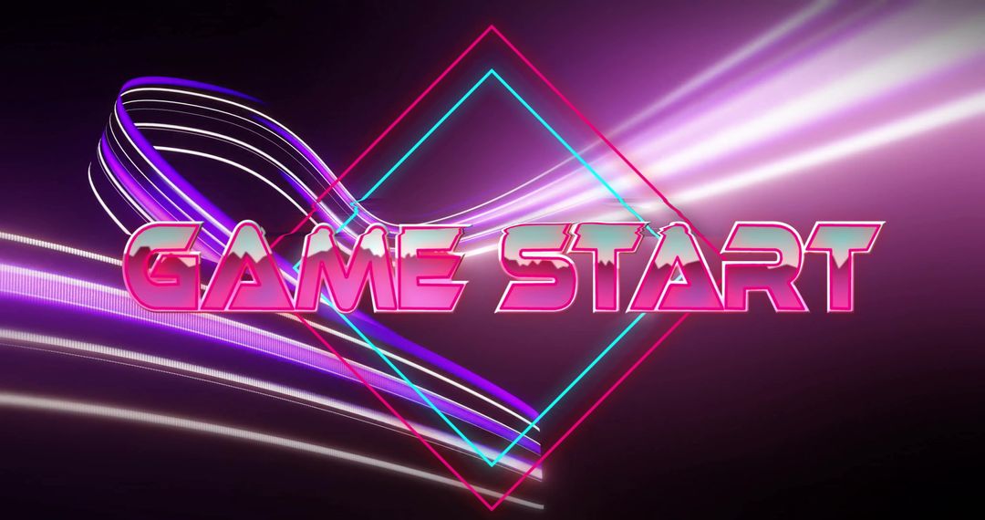 Futuristic Neon Game Start Screen with Pulsing Lights