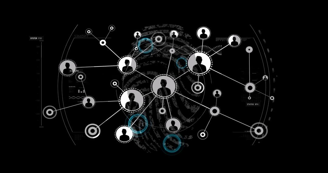 Digital Network Connections with Silhouette Icons