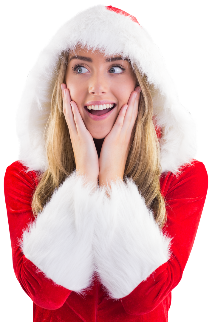 Happy Young Woman in Santa Costume with Transparent Background - Download Free Stock Images Pikwizard.com