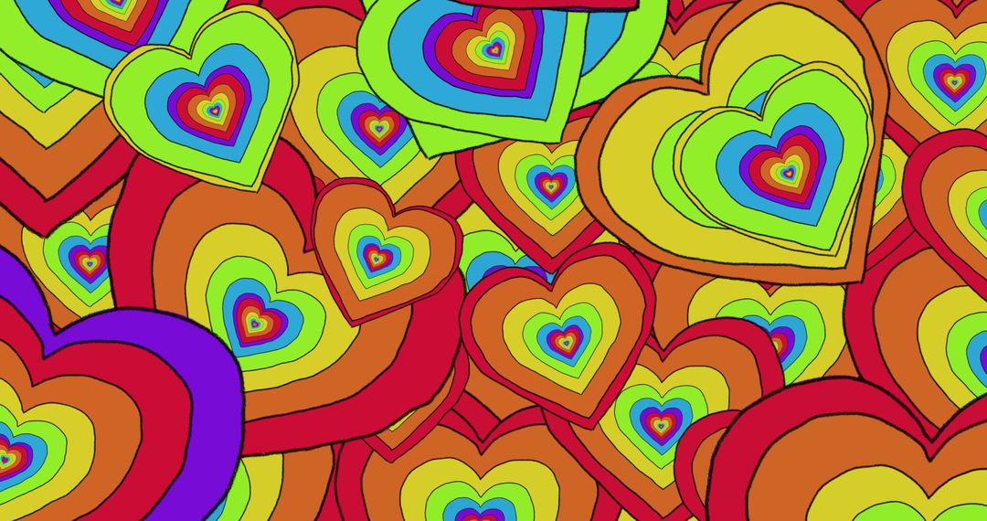 Multicolored Rainbow Hearts Repeating Pattern Illustration