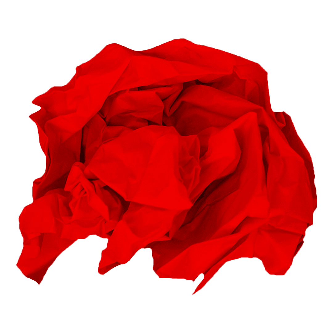 Crumpled Red Paper on Transparent Background Isolated