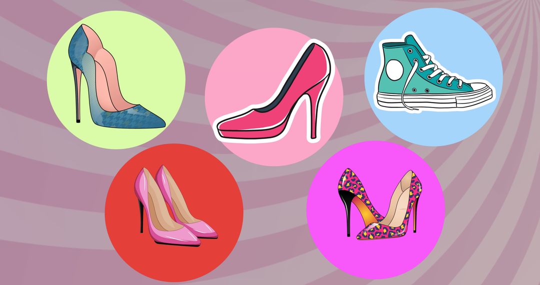 Illustration of Stylish Shoes on Colorful Background - Free Images, Stock Photos and Pictures on Pikwizard.com