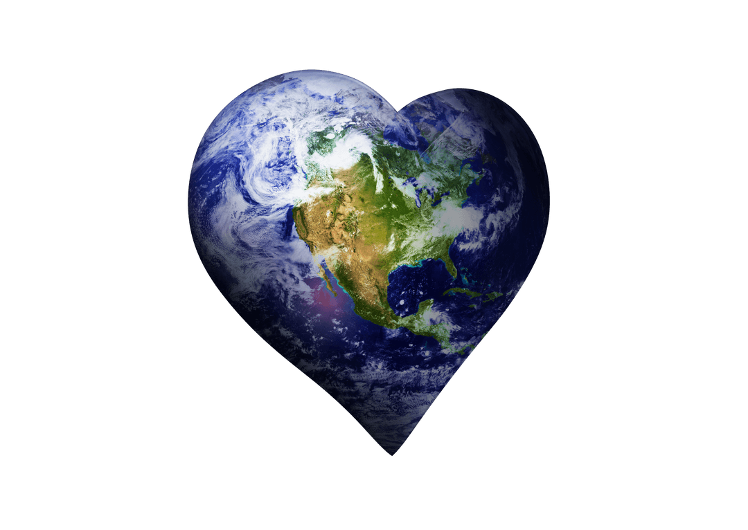 Heart-Shaped Earth on Transparent Background for Ecology Events