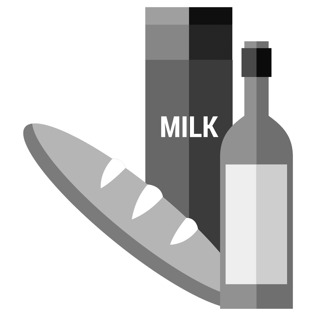 Gray Milk and Bread on Transparent Background Illustration