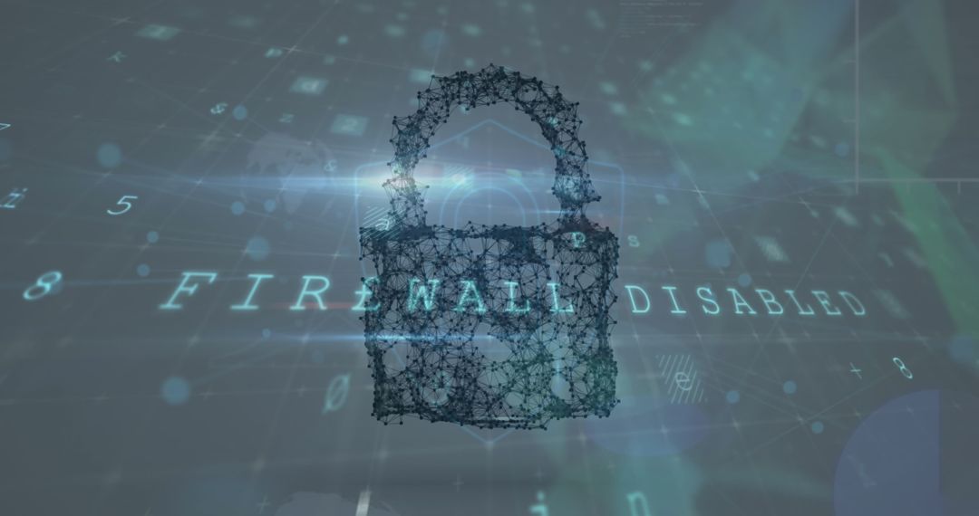 Digital Concept of Broken Firewall and Security Awareness