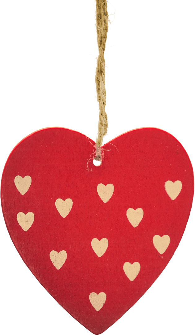 Rustic Red Heart Hang Tag on Transparent Background