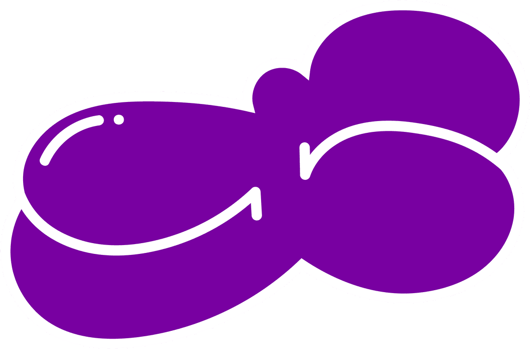 Abstract Purple Shape with Glossy Highlights Transparent Background