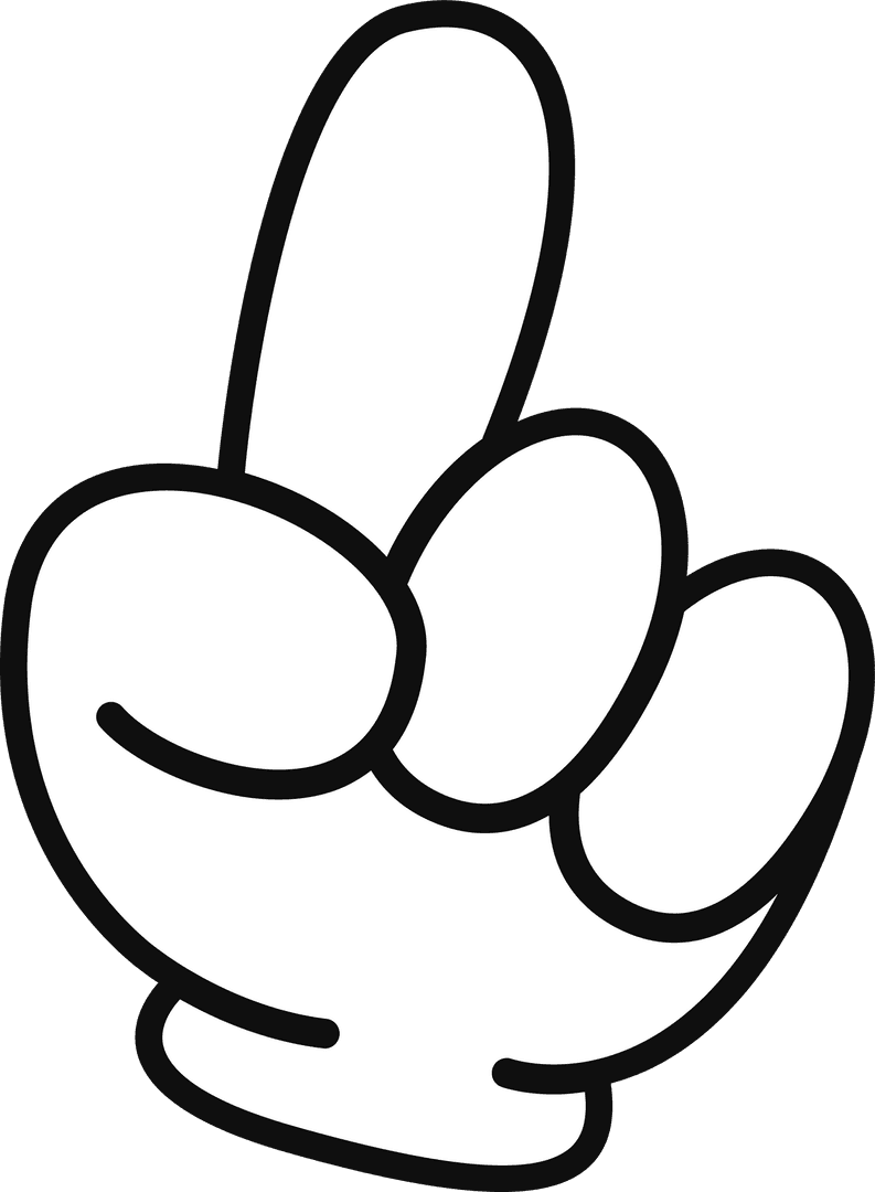 Cartoon Glove Hand Pointing Upward on Transparent Background Icon Illustration