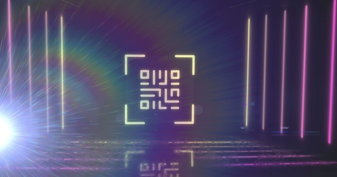 Glowing Neon QR Code with Futuristic Cyber Aesthetic
