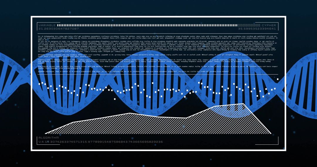 DNA Strand Overlay with Data and Technology Interface
