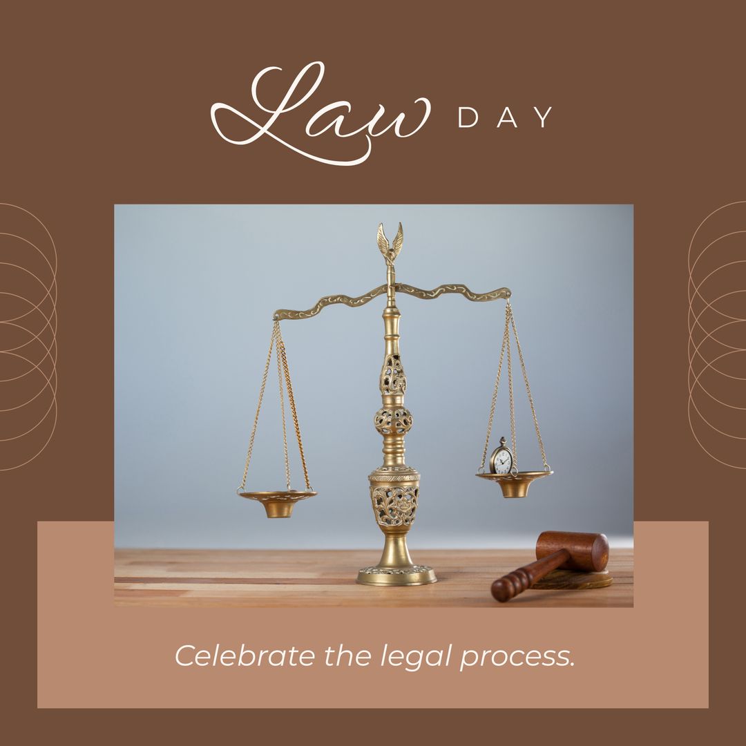 Law Day Celebration with Scales of Justice and Gavel