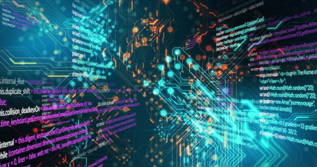 Abstract Digital Code Streams Over Network Background