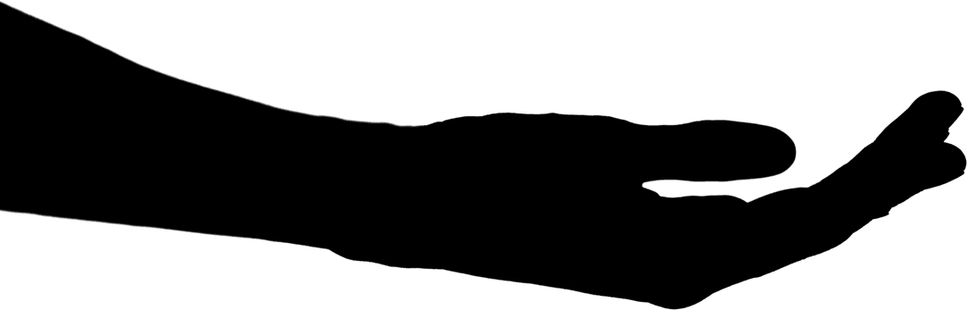 Digital Silhouette of Reaching Hand on Transparent Background