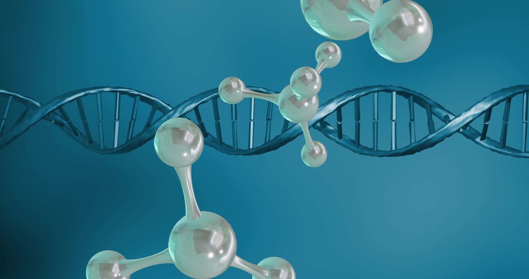 Molecular Structures Over DNA Strands Illustrating Genetic Engineering
