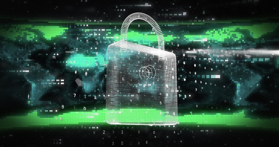 Digital Padlock Illustrates Cybersecurity Over World Map Background